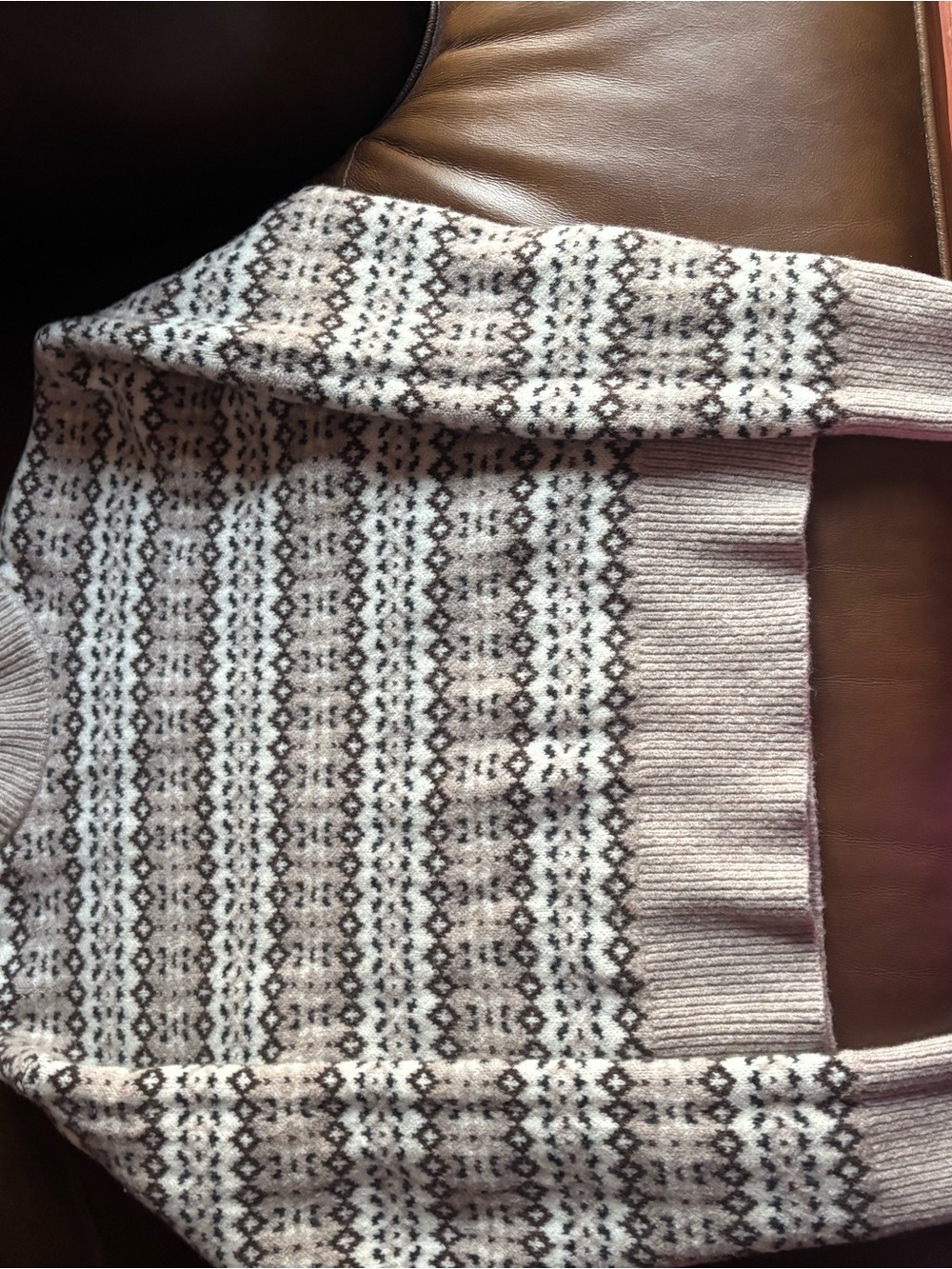 Levi's Fair Isle Crewneck Sweater in Light Gray and Brown